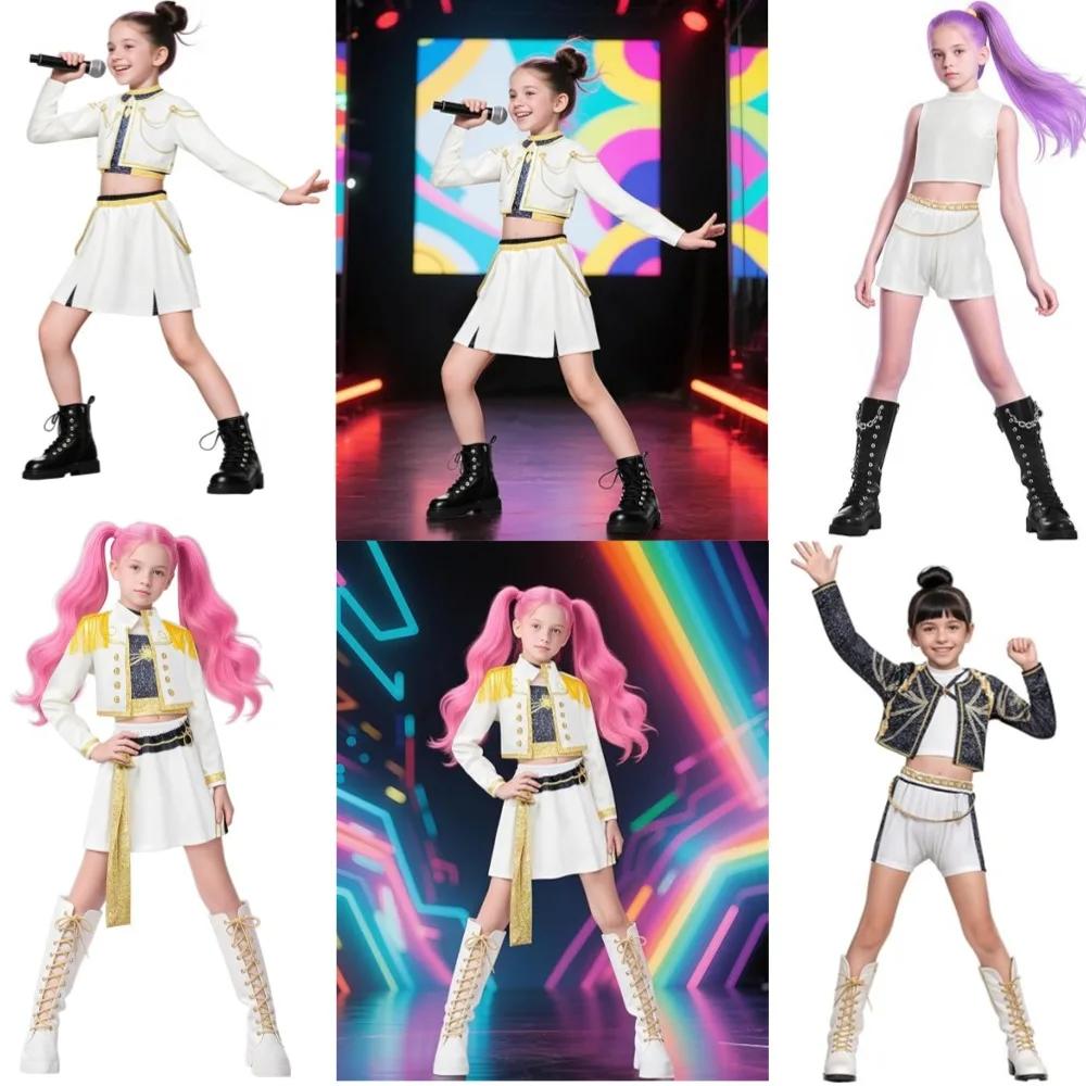 2025halloweenCostume de Cosplay chasseur de démons, Rumi Zoey Mira, Style filles, vêtements de spectacle sur scène pour