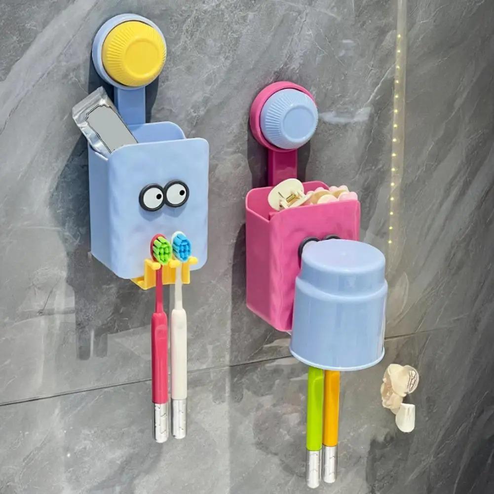 Yousheng Toothbrush Holder Wall-Mounted Organizer with Storage Compartment Strong Load-bearing Easy To Install Suction Cup Toothbrush Rack