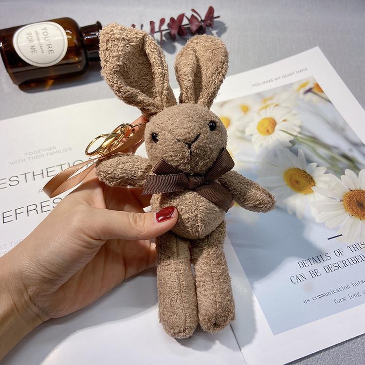 Rabbit Plush Cute Keychain With Butterfly Bow Creative Toy Bag Pendant For Girls