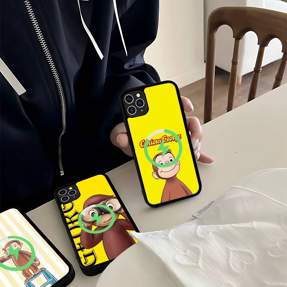 Lovely Curious G-George Monkey For Magnetic Wireless Phone Case For IPhone 17 16 15 14 13 12 11 Pro Max Plus Mag Phone Cover
