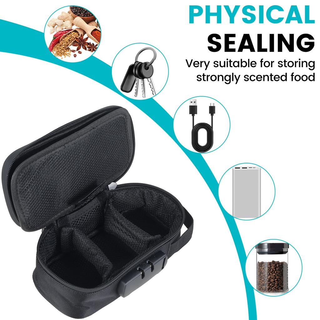 Aufbewahrungstasche mit Zahlenschloss, geruchsdichte Aufbewahrungsbox, Behälter mit herausnehmbaren Fächern, großes Fassungsvermögen für Zuhause, Reisen, Büro