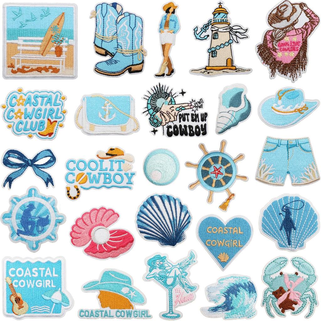 Horse Pentium Embroidery Cloth Sticker Western Denim Computer Embroidery Badge Fashion Girl Decoration Guitar Embroidery Badge Ironing