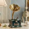 Vintage wooden bluetooth phonograph speaker European retro sound system creative living room display decoration gift for home
