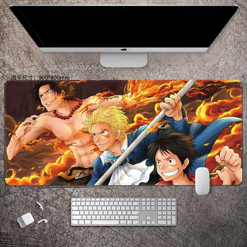 Animation Office Luffy Roronoa Zoro E-sports Gaming Table Mat ONE PIECE Leather Mouse Pad Boys Oversized Computer Keyboard Pad