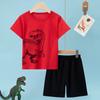 Sports Suit Dinosaur Short Sleeved Casual Top In Black