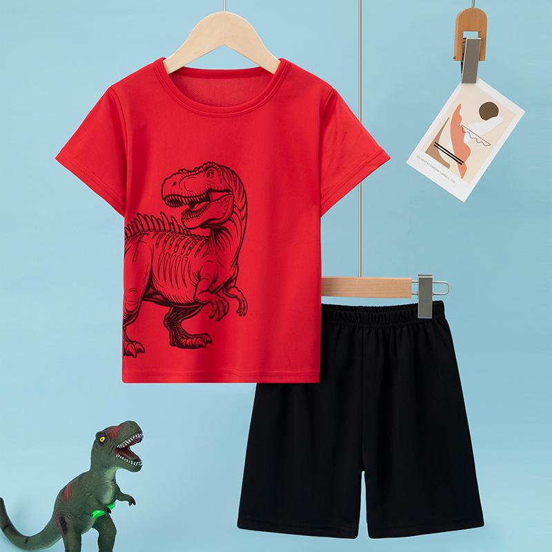 

Sports suit dinosaur short sleeved casual top in black 150
