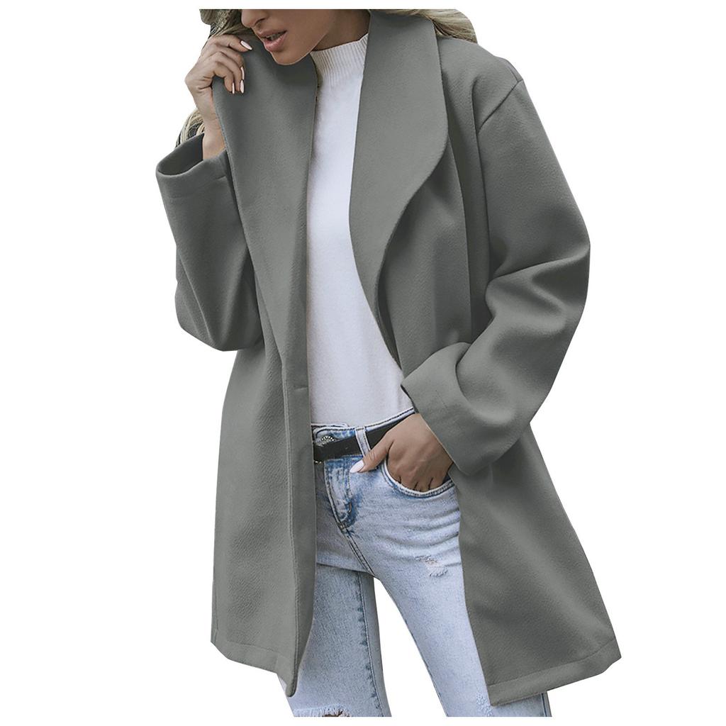 Womens Winter Wool Coat Trench Jacket Ladies Warm Slim Long Overcoat Outwear