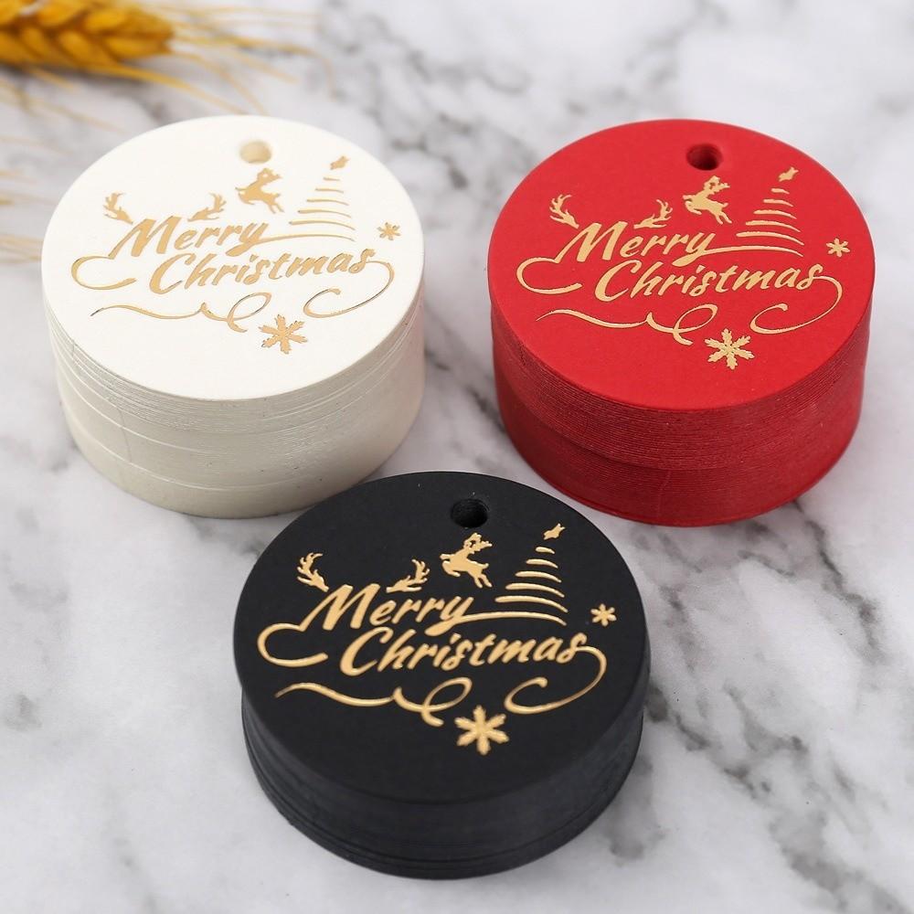 100Pcs Handmade Gift Labels White Red Paper Cake Decor Tag Christmas Tags Festive & Party Supplies
