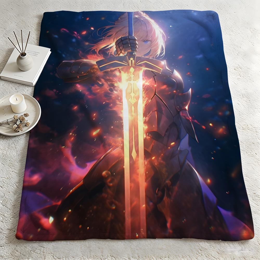 Game FFate Grand Orderr Throw Warm Soft Flannel Blanket Multiuse for Sofa Bed Camping Travel Nap