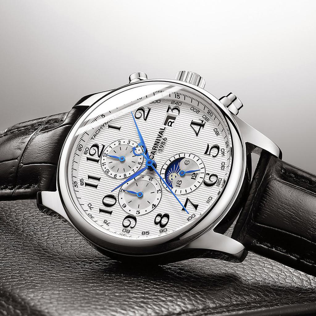 Dropshipping Carnival Stainless Steel Automatic Mechanical Watch 30M Water Resistant Men's Business Fashionable Multi-Function