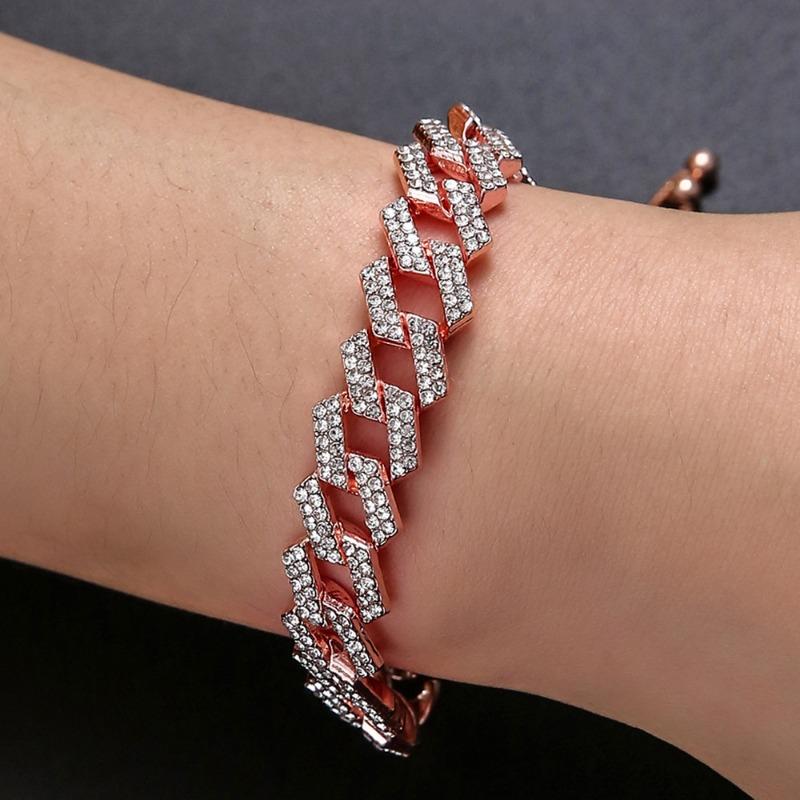 Elegant Rhinestone Cuban Link Bracelet/anklet for Women