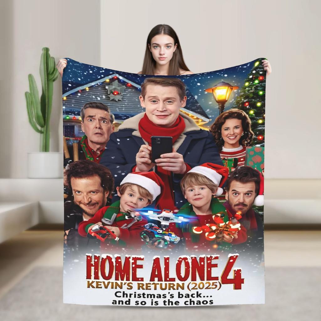 Home Alone Christmas Comedy Film Printed Blanket For Men Women Warm Cozy Fluffy Throw Blankets for Living Room Multi-size