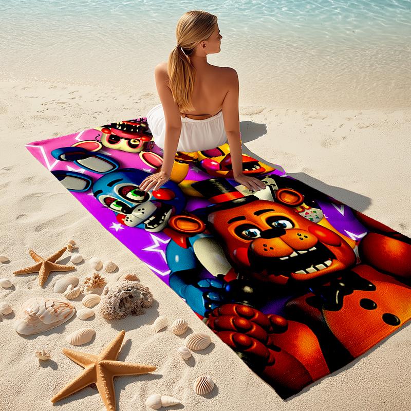 1pc Freddy Bear2 Beach Towel, Comfortable and Thick, and Swimming/Bath/Picnic/Camping Towel, Suitable for Seaside Beaches