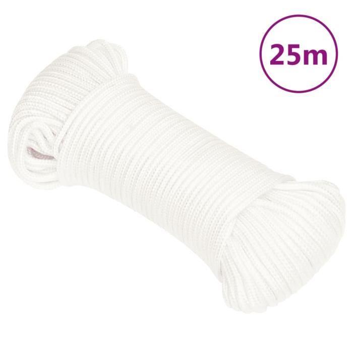 152544 vidaXL Corde de bateau Blanc complet 5 mm 25 m Polypropylène
