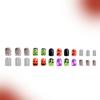 Halloween Cobweb Bat Faux Nail Short Square Manicure Tips Sparkling Press On Nail 24pcs Not Require Adhesive