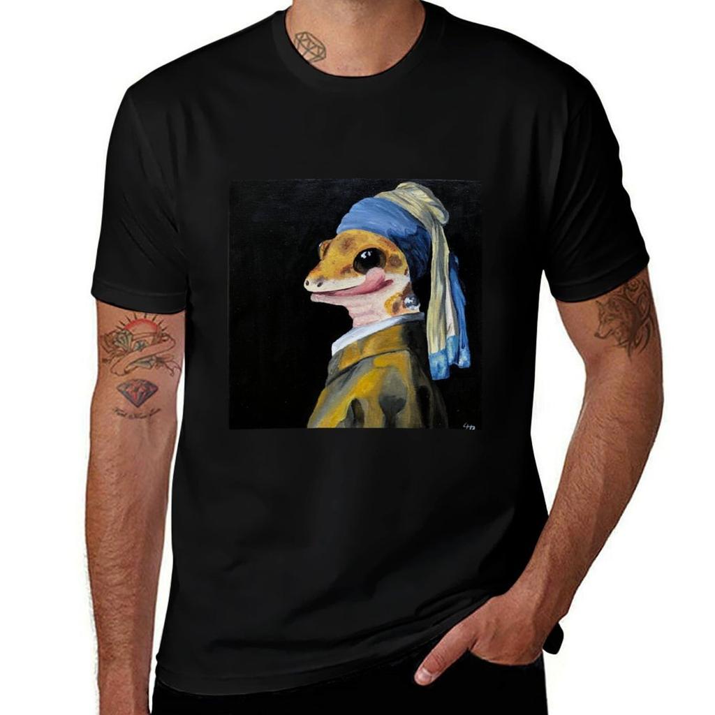 Geck With A Pearl Earring Tshirt Uv Protection Outdoor Tee Shirt Tshirt