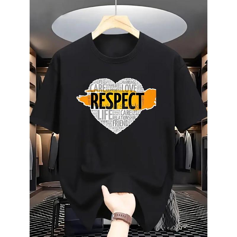 European Size Men's Summer Short Sleeve T-Shirt with Letter '' Print - Casual Round Neck Breathable Top, Short Sleeve Summer Wear for Hot Weather