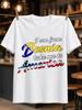 Bosnia To America Gold Script Over Red Blue Crossed Lettering Patriotic Travel Phrase Graphic Unisex All Tshirt