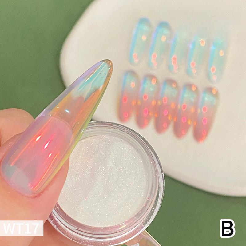 1Jar Plating Aurora Chrome Nail Powder Orange High-Gloss Moonlight Mirror Fine Glitter Pigment Aurora Pearl Rubbing Dust Chrome