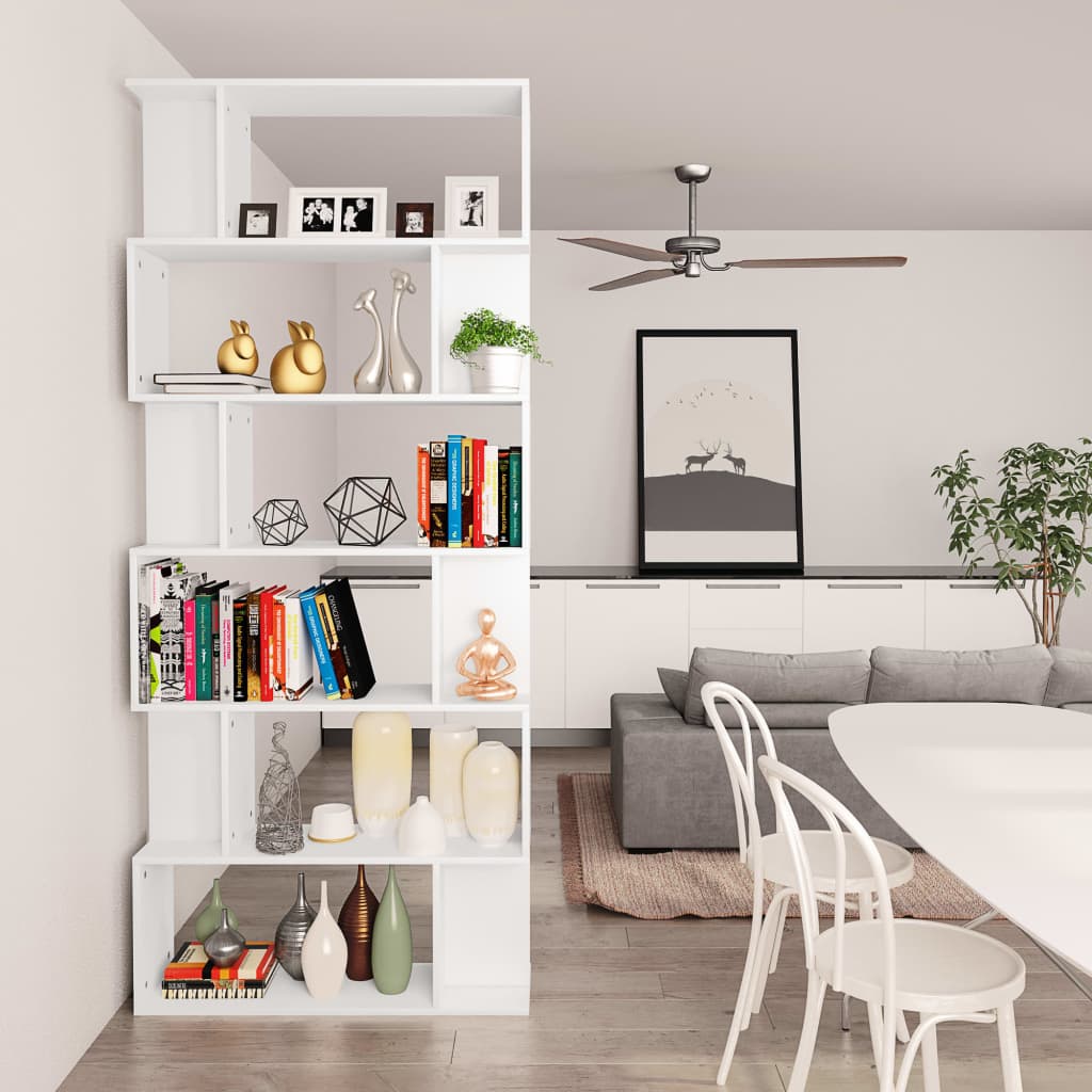 Bookshelf Room Divider White 80 x 24 x 192 cm Engineered Wood