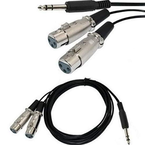 

6.35mm Male to XLR Female Audio Y Splitter Converter Cable, 30cm (1.8m) 6.35mm 14 TRS Male to 2 Dual XLR Female Microphone Stereo Audio Converter