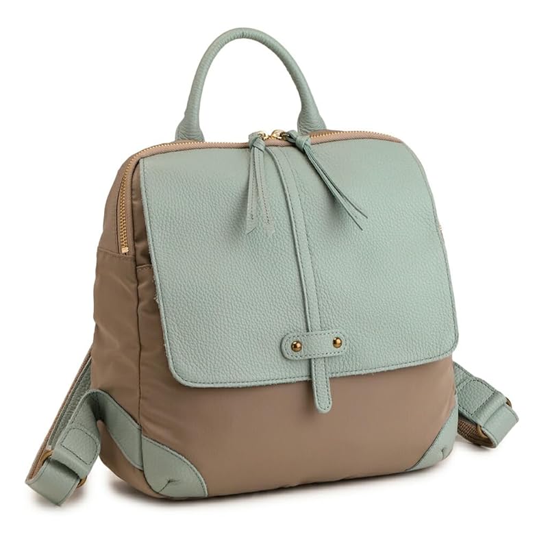 

[Sakura] made in Japan rucksack genuine leather nylon ladies light simple Smaller backpack round cowhide … (blue)