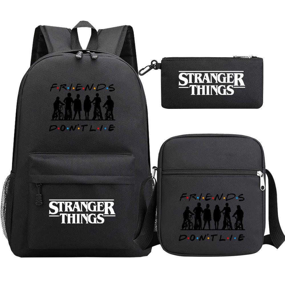 Stranger Things Star Printing Teen Student School Bag Three-Piece Men'S And Women'S Backpack