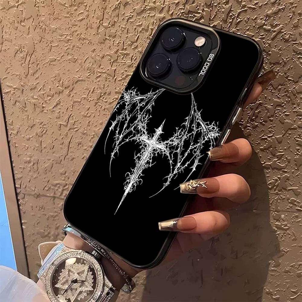 Gothic Cyber Sigil Cross Colorful Phone Case For iPhone 17 16 15 14 13 12 11 Pro Max Plus Matte Cover