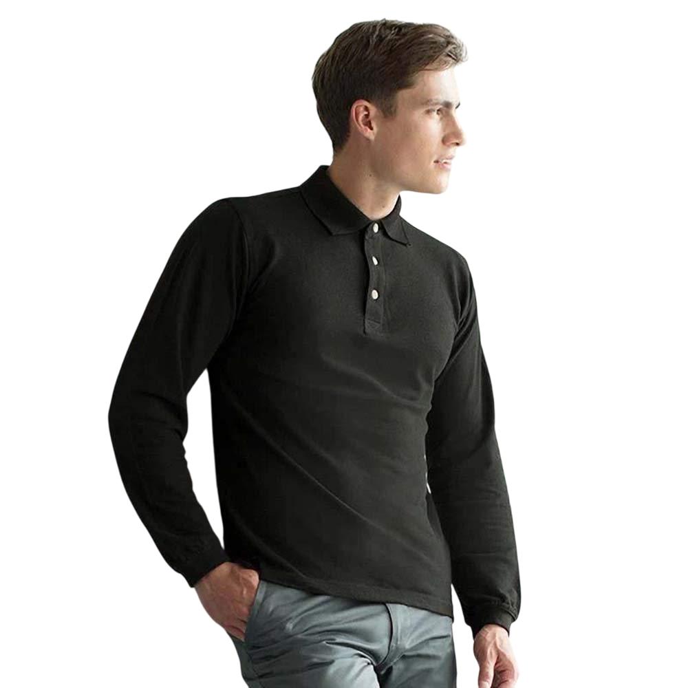 Henbury Mens Cotton Pique Long-Sleeved Polo Shirt