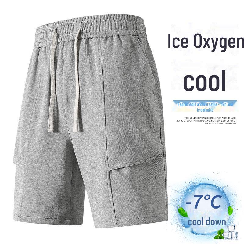 

2025 Мужские эластичные шорты большого размера — дышащие, универсальные спортивные брюки для весны и осени L [130-150 lbs] светло-серый