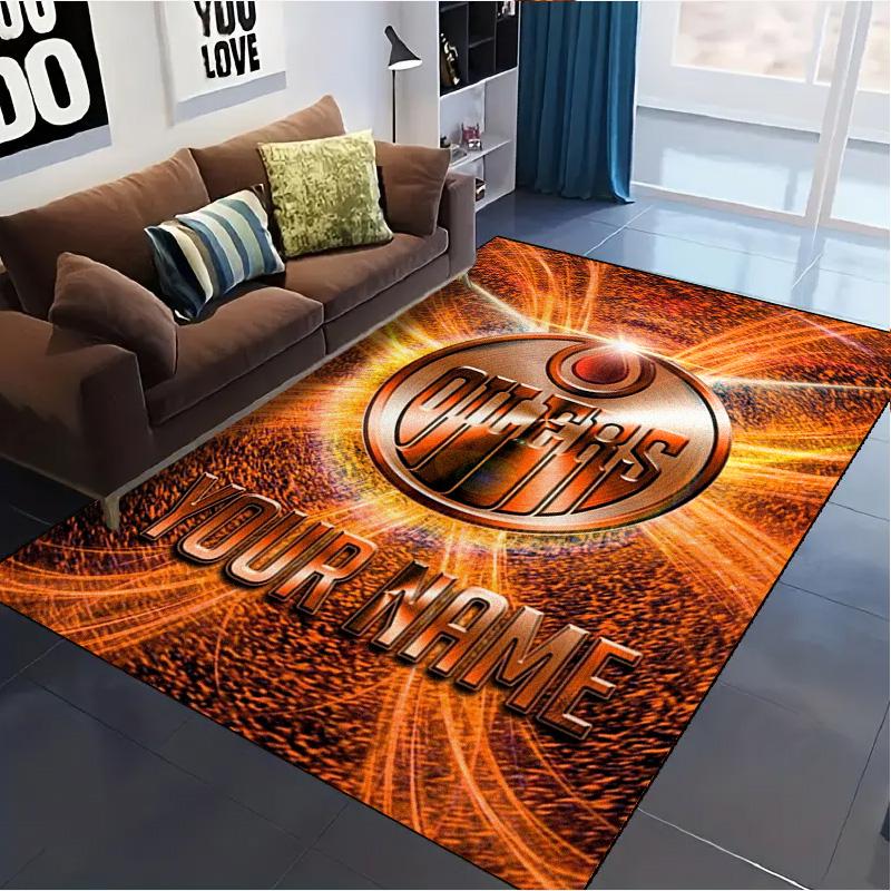 Name Custom Edmonton Oilers Logo Carpet Rug for Living Room Bedroom Home Sofa Decoration,Kids Play Non-slip Floor Mat