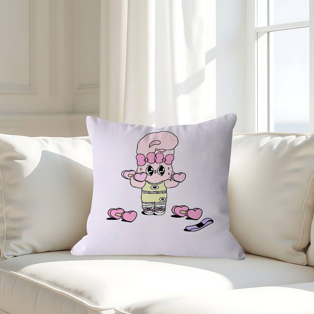 Cute E-Esther B-Bunny Pillow Case Removable Washable Cushion Cover – All-Season Soft Linen
