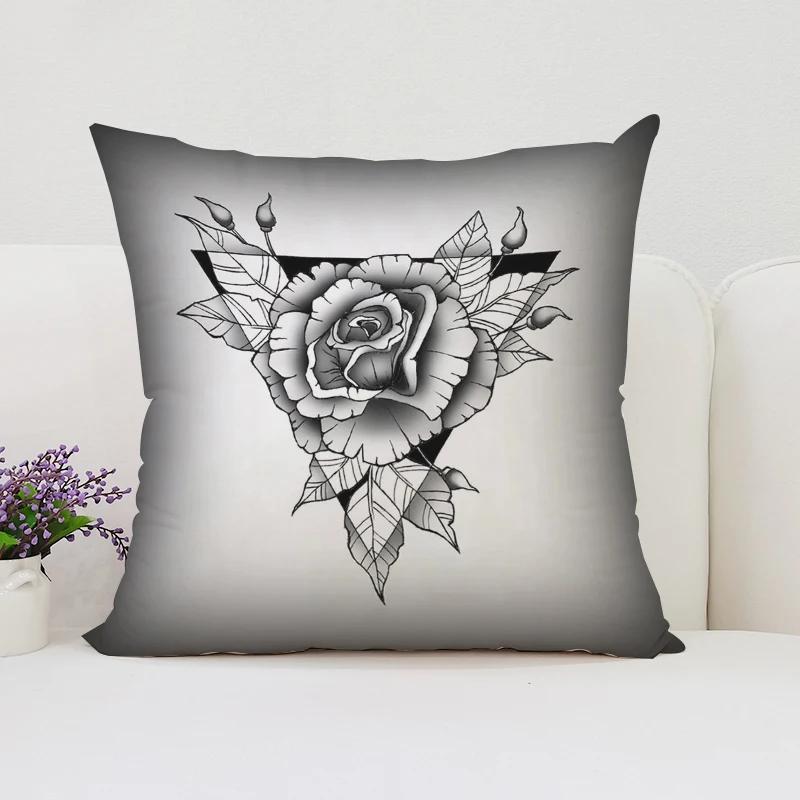 Dekorativer Kissenbezug 40x40 Rosen Blumen Bezüge für Bettkissen Kissenbezug 45x45 Heimdekor Bezug für Wohnzimmerkissen