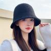 Solid Color Women Bucket Hat Fashion Basin Hat New Wool Cap  Women