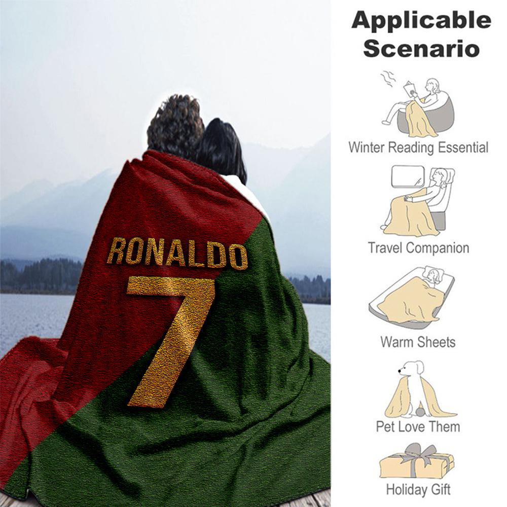 1pc Ronaldo Seven Outdoor Blanket Lightweight Flannel, Soft & Warm, All-Season Use for Sofa, Outdoor, Camping, Living Room, Office044