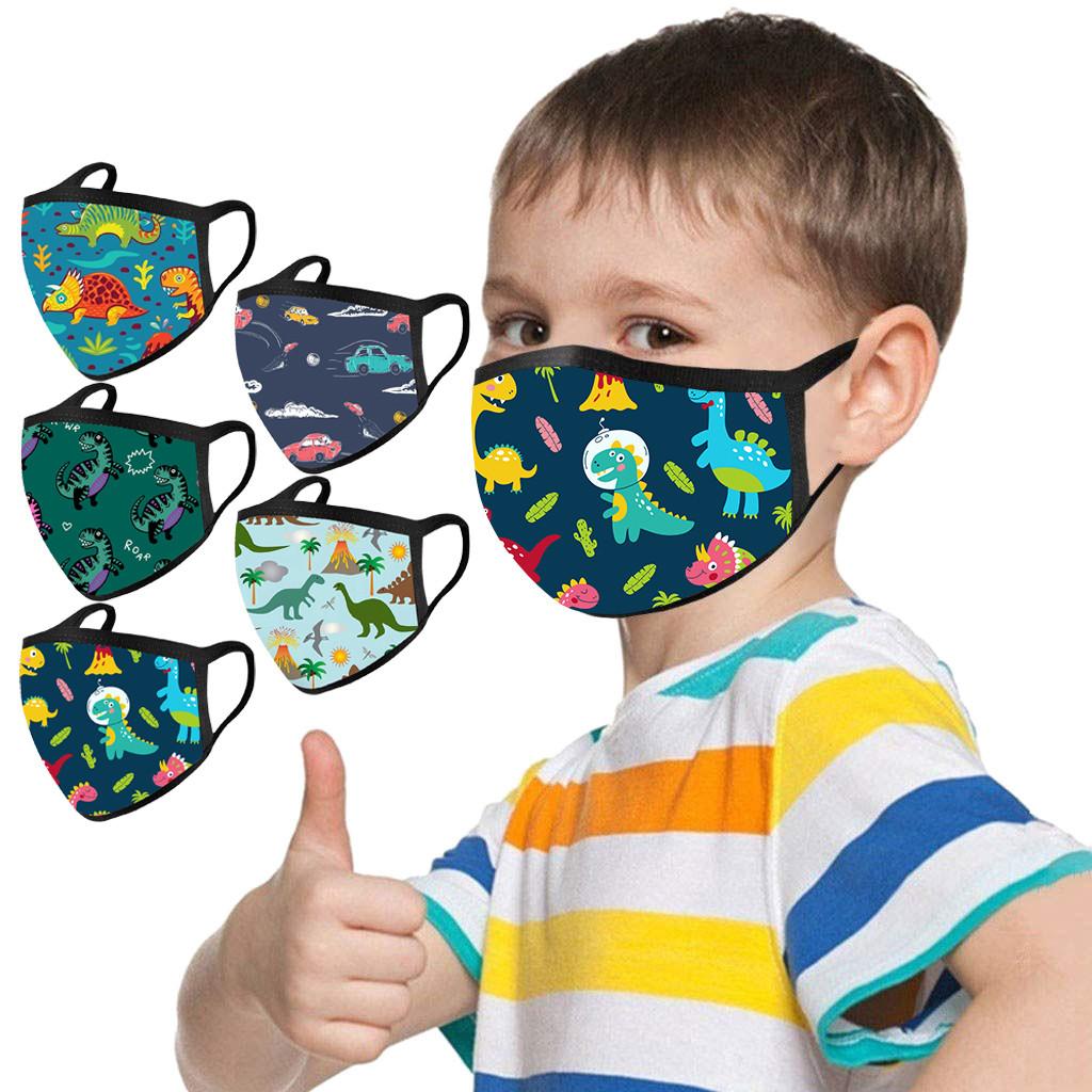 

5 шт. детская печатная уличная многоразовая моющаяся дышащая маска для лица