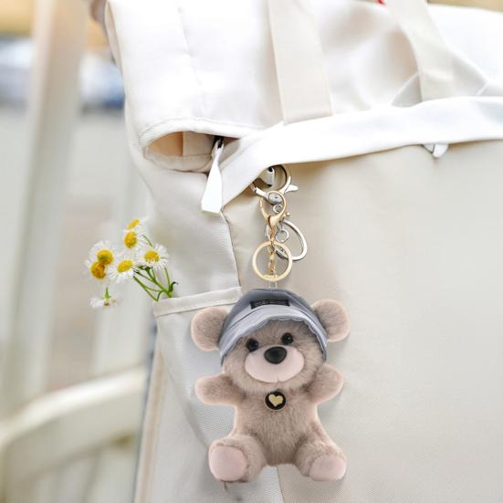 Cute Bear Wear Hat Keychain Soft Plush Backpack Charm for Girls Adorable Keyring Gift for Mothers Lovers Family Friends Colleagues