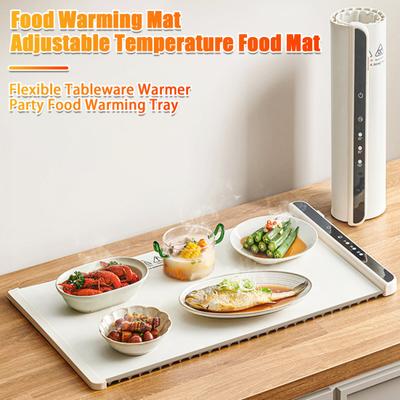 Mata do podgrzewania żywności, silikonowa elektryczna taca grzewcza z 3 poziomami temperatury, szybkie nagrzewanie, krawędzie zapobiegające poparzeniom, składane płyty grzewcze w formie bufetu, podkładka grzewcza