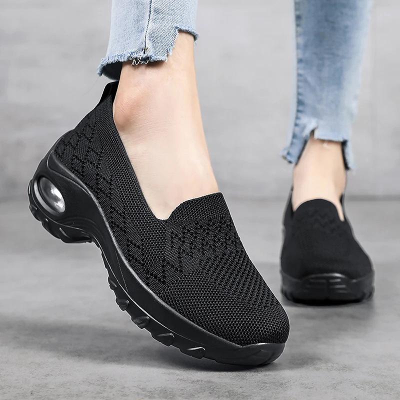 Fashion Women Platform Sneakers Woman Casual Shoes Cushion Sneakers Ladies Comfortable Shallow Mout Sock Sneakers Non-slip Walking Shoes