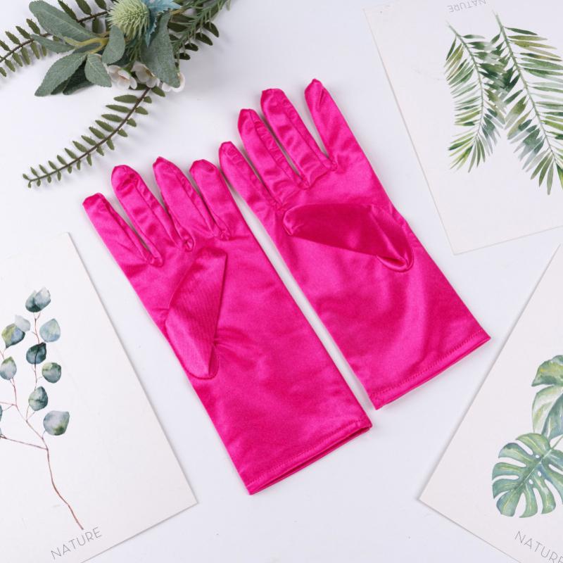 23cm 38cm 55cm Women Imitation Satin Silk Smooth Solid High Elasticity Stage Performance Dinner Etiquette Multicolor Gloves