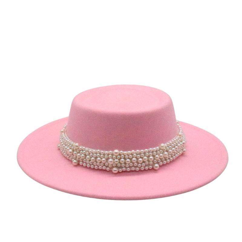 French Retro British Flat Top Top Hat Season Men'S And Women'S Hats Hepburn Face Small Felt Hat