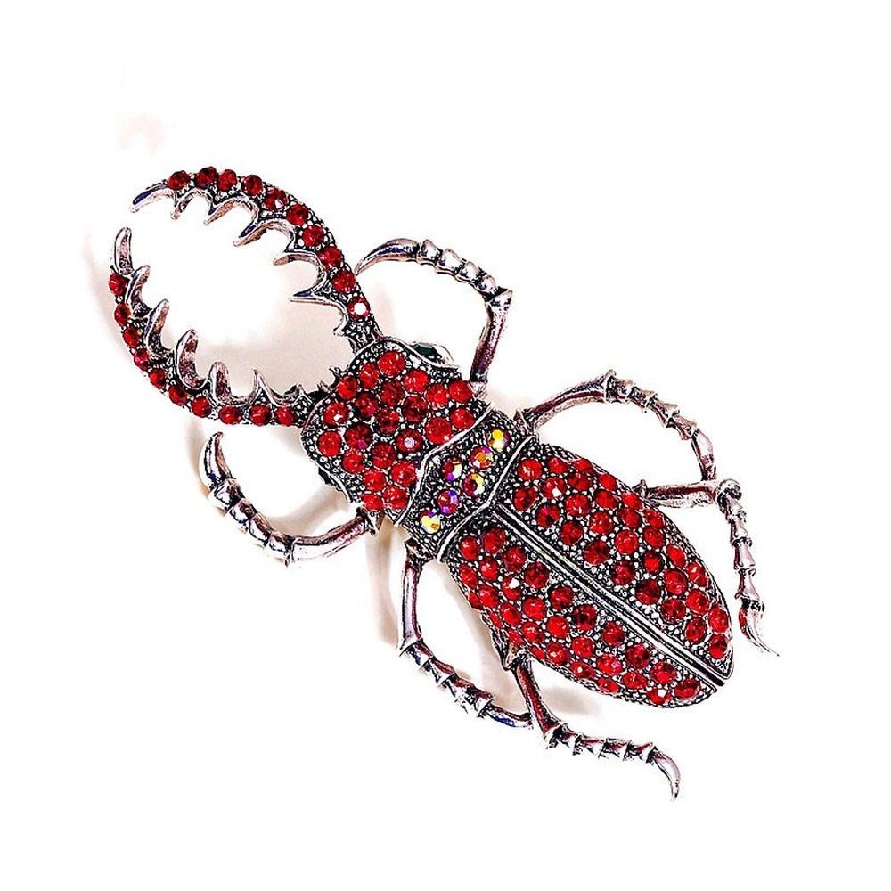 1Pc Beetles Enamel Pin Rhinestone Bugs Brooch Insect Brooches And Pins Scarf Bag Clip Accessories
