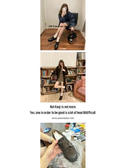 Su Yinyin Damen Leder Oxford Loafer mit Blockabsatz - Vielseitiger Britischer Stil, Geschnitztes Design für den Frühling