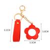 Creatieve PU Leer Bloem Hart Ronde Vorm Sleutelhanger Mini Make-up Spiegel Tas Hangend Ornament Auto Bedeltje Voor Vrouwen Meisjes Cadeau