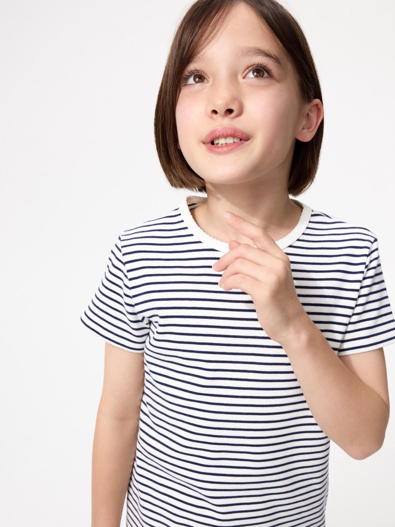Uniqlo Япония Девочки Ребристый топ 00 WHITE/100