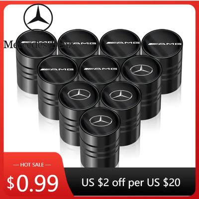 Car Sticker 2025 Hot For Mercedes Benz 4pcs Car Wheel Tire Valve Caps Air Stem Covers For Mercedes Benz W203 W204 W205 W 206 W21
