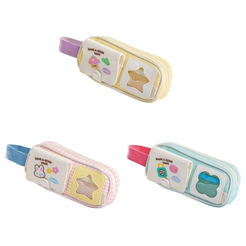 Multilayer Y2K Cartoon Stationery Bag Embroidery Ins Pencil Pouch Cute Korean Pencil Case  Student