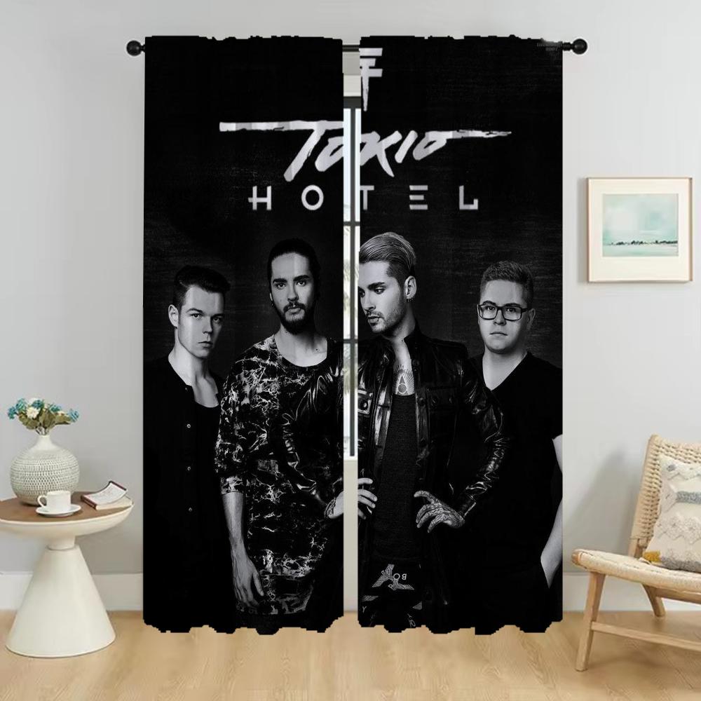 

Шторы для окон в комнату 2 панели Tokio Hotel Shades Шторы от комаров 2 шт Тюль для спальни Шторы для домашнего интерьера W50xH70cmx2pcs-CL
