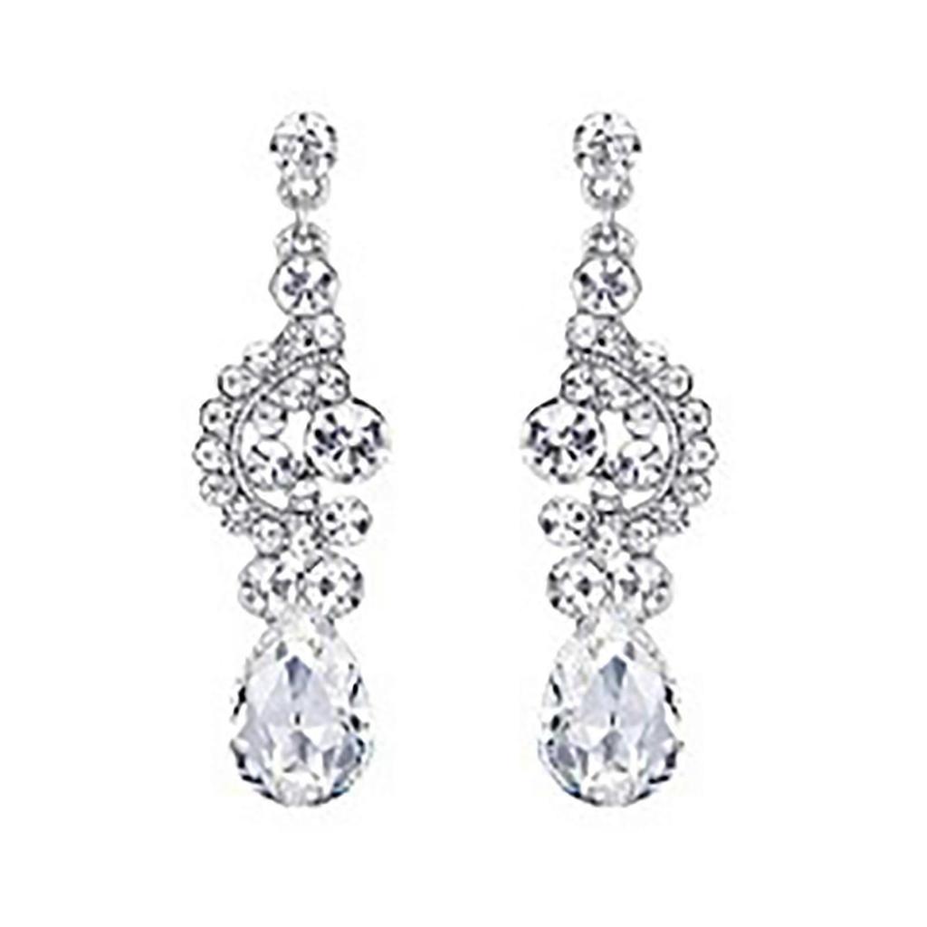 Bridal Crystal Necklace Earrings Set Women Decorative Jewelry for Wedding Anniversary