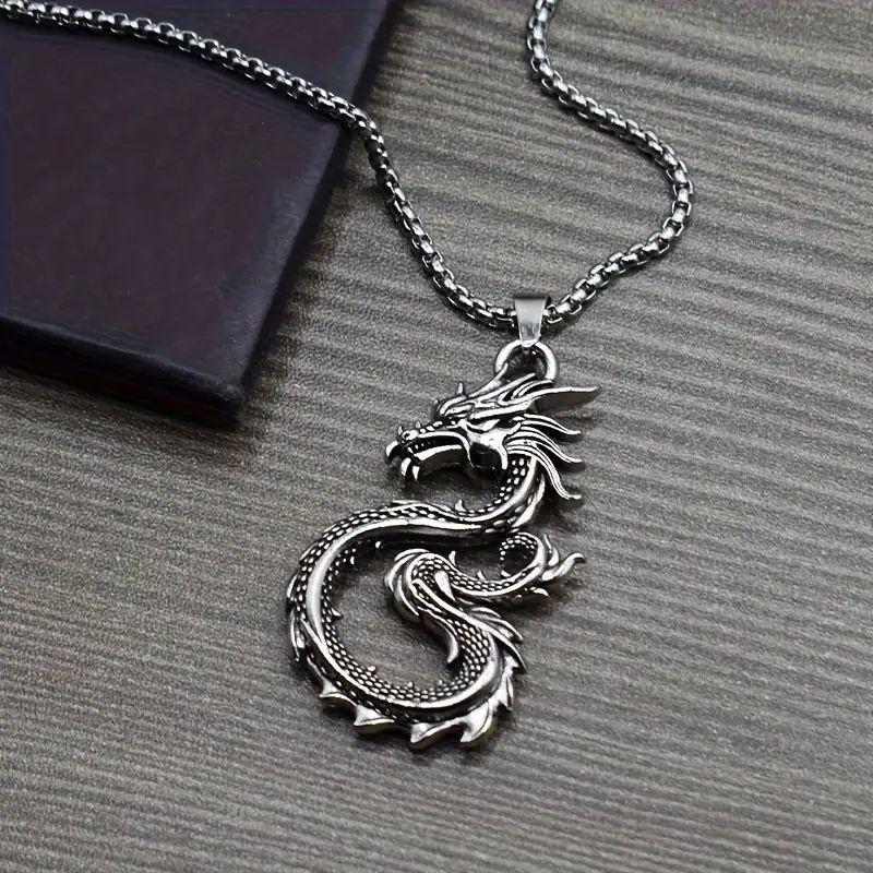 Chinese Dragon Pendant Necklace, 2024 Year of The Dragon Zodiac Jewelry